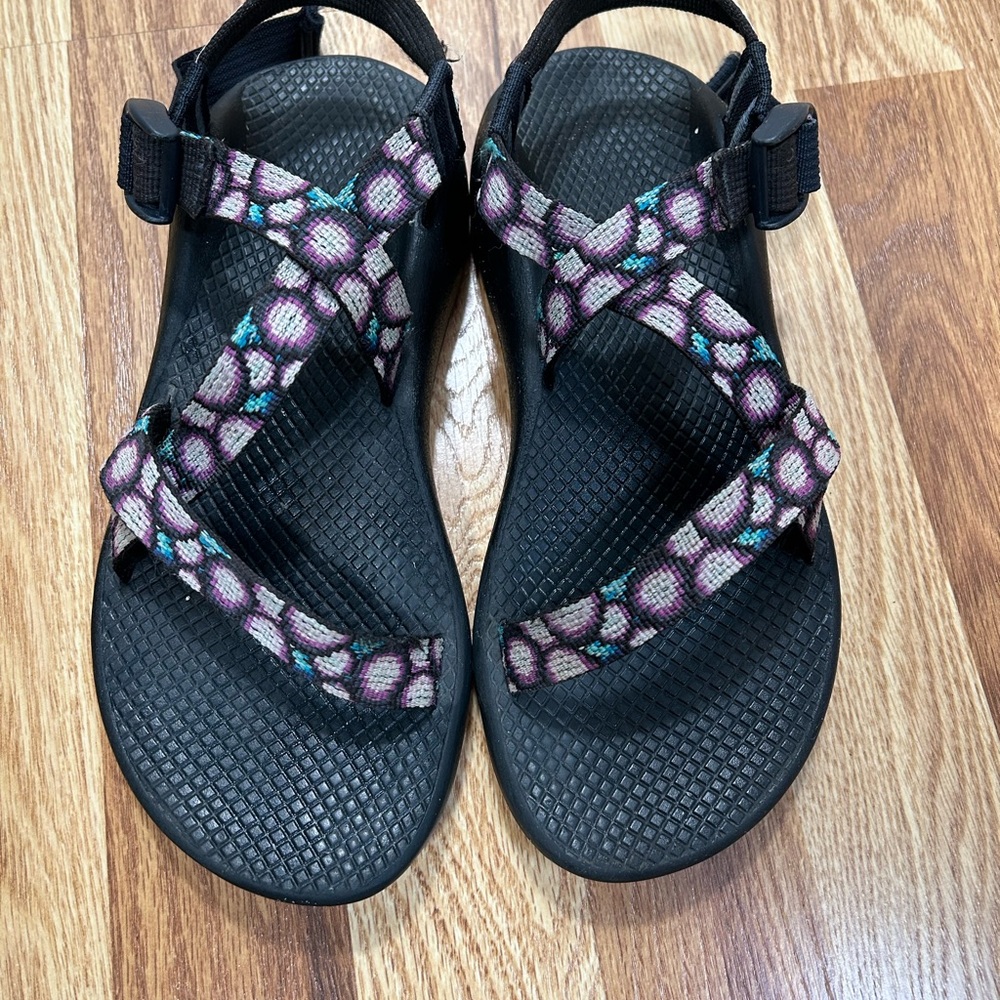 Chaco Women's Black and Pink Patterned Sandals